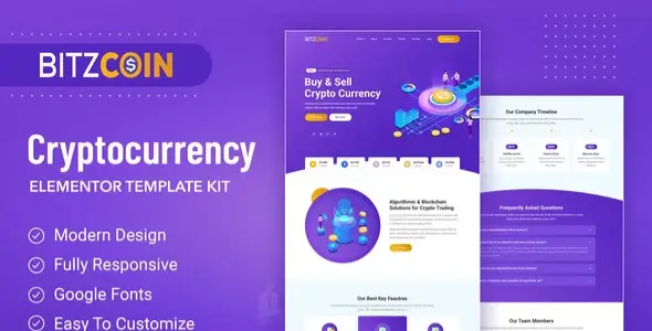 BitzCoin – Crypto Exchange Elementor Template Kit