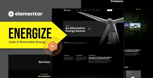 Energize – Solar & Renewable Energy Elementor Template Kit
